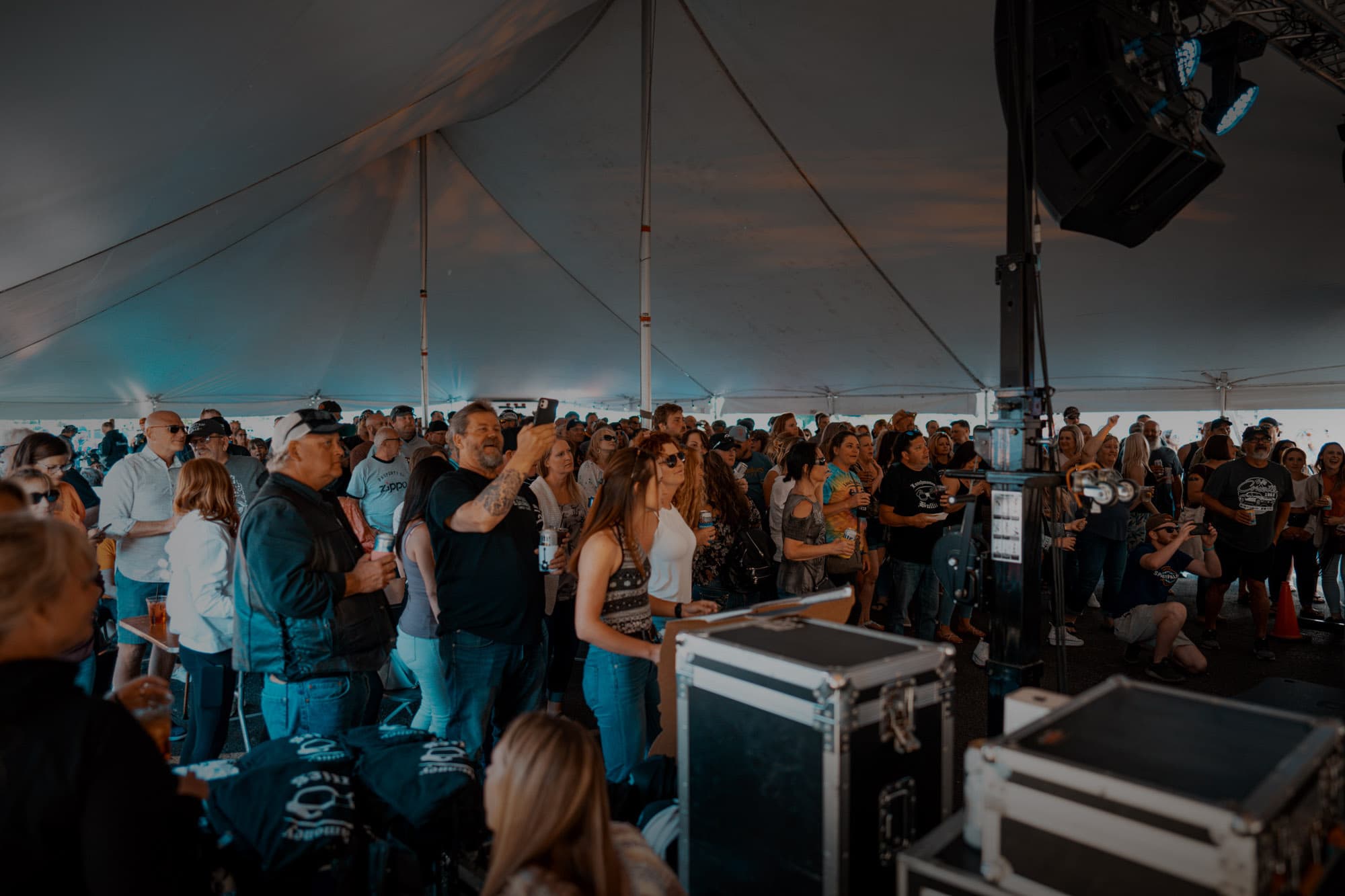 A crowd under the Jam Fest tent